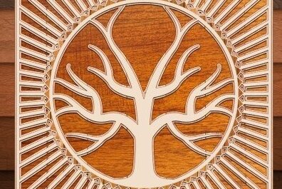 Intra απο ξύλο plywood  Χρώμα wenge 3mm-4mm πάχος - Ψηφιακό πολυστρωματικό κομμένο δέντρο με λέιζερ Δίασταση 20x20 cm INTRAFABR-109736897