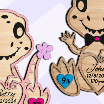 Intra απο ξύλο plywood Χρώμα wenge 3mm-4mm πάχος - Πίνακας ανακοινώσεων Dino Baby Newborn Δίασταση 40x50 cm INTRAFABR-27139472 - Image 2