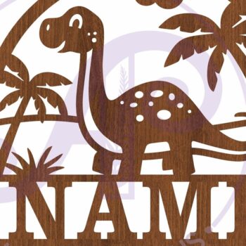 Intra απο ξύλο plywood  Χρώμα wenge 3mm-4mm πάχος - Σήμα ονόματος Dino Brontosaurus Laser Δίασταση 30x20 cm INTRAFABR-111957456 - Image 3