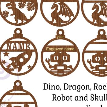 Intra απο ξύλο plywood  Χρώμα wenge 3mm-4mm πάχος - Dino, Dragon, Rocket, Robot Skull Decos Δίασταση 6x6 cm INTRAFABR-66404991 - Image 3