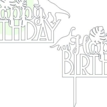 Intra απο ξύλο plywood  Χρώμα wenge 3mm-4mm πάχος - Dino Happy Birthday Cake Topper Δίασταση 20x20 cm INTRAFABR-85702500 - Image 2