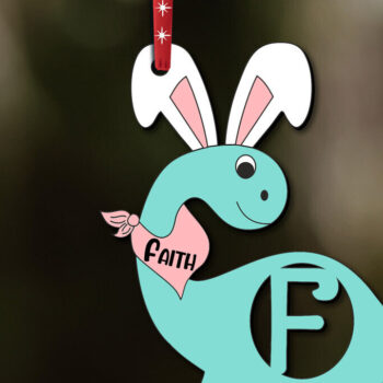 Intra απο ξύλο plywood  Χρώμα wenge 3mm-4mm πάχος - Dino Letter F Πασχαλινό καλάθι Όνομα Ετικέτα Δίασταση 6x6 cm INTRAFABR-85703932 - Image 2