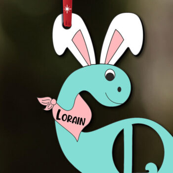 Intra απο ξύλο plywood  Χρώμα wenge 3mm-4mm πάχος - Dino Letter L Πασχαλινό καλάθι Ετικέτα ονόματος Δίασταση 6x6 cm INTRAFABR-85704164 - Image 1