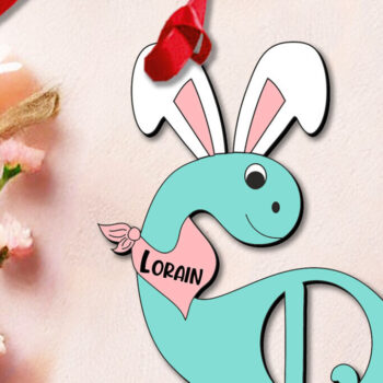 Intra απο ξύλο plywood  Χρώμα wenge 3mm-4mm πάχος - Dino Letter L Πασχαλινό καλάθι Ετικέτα ονόματος Δίασταση 6x6 cm INTRAFABR-85704164 - Image 3