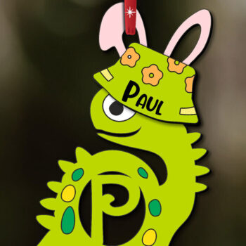 Intra απο ξύλο plywood  Χρώμα wenge 3mm-4mm πάχος - Dino Letter P Πασχαλινό Στολίδι Καλάθι Δίασταση 6x6 cm INTRAFABR-112859401 - Image 1