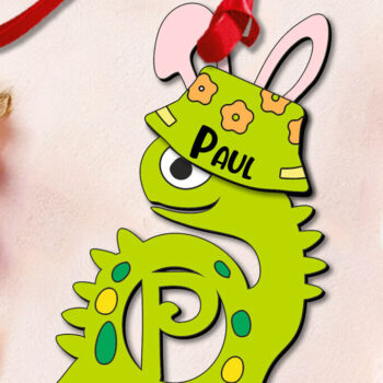 Intra απο ξύλο plywood  Χρώμα wenge 3mm-4mm πάχος - Dino Letter P Πασχαλινό Στολίδι Καλάθι Δίασταση 6x6 cm INTRAFABR-112859401 - Image 3