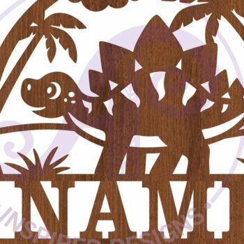 Intra απο ξύλο plywood  Χρώμα wenge 3mm-4mm πάχος - Σήμα ονόματος Dino Stegosaurus Δίασταση 30x20 cm INTRAFABR-124513114 - Image 3