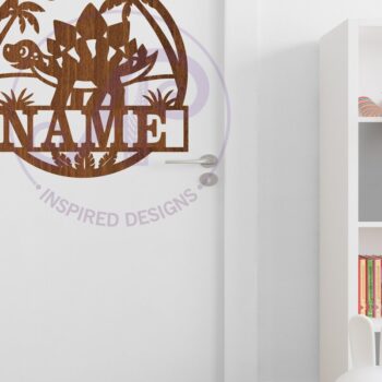 Intra απο ξύλο plywood  Χρώμα wenge 3mm-4mm πάχος - Σήμα ονόματος Dino Stegosaurus Δίασταση 30x20 cm INTRAFABR-124513114 - Image 4