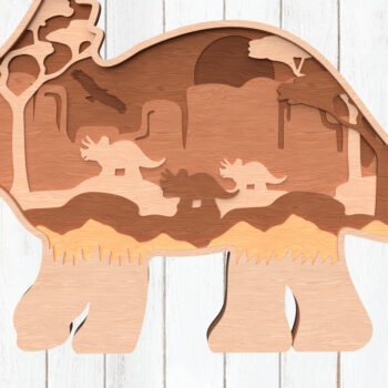 Intra απο ξύλο plywood  Χρώμα wenge 3mm-4mm πάχος - Πακέτο 3D Layered Dinosaur Δίασταση 6x6 cm INTRAFABR-90039560 - Image 5