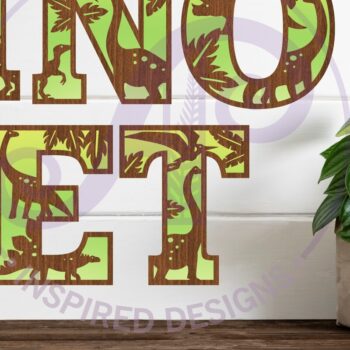 Intra απο ξύλο plywood  Χρώμα wenge 3mm-4mm πάχος - Dinosaur Alphabet Letter Set 2 Layer X50 Δίασταση 30x20 cm INTRAFABR-90039821 - Image 1