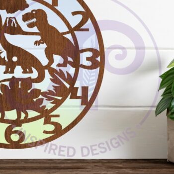 Intra απο ξύλο plywood Χρώμα wenge 3mm-4mm πάχος - Ρολόι τοίχου με ζώο δεινόσαυρος με λέιζερ Δίασταση 30x20 cm INTRAFABR-90040051 - Image 1