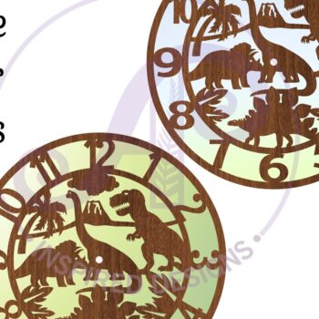 Intra απο ξύλο plywood Χρώμα wenge 3mm-4mm πάχος - Ρολόι τοίχου με ζώο δεινόσαυρος με λέιζερ Δίασταση 30x20 cm INTRAFABR-90040051 - Image 3