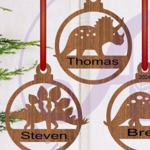 Intra απο ξύλο plywood  Χρώμα wenge 3mm-4mm πάχος - Χριστουγεννιάτικο Στολίδι Δεινόσαυρος Laser Δίασταση 6x6 cm INTRAFABR-72027480