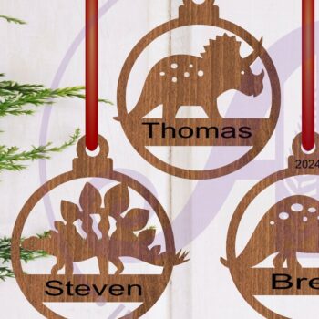 Intra απο ξύλο plywood  Χρώμα wenge 3mm-4mm πάχος - Χριστουγεννιάτικο Στολίδι Δεινόσαυρος Laser Δίασταση 6x6 cm INTRAFABR-72027480 - Image 1