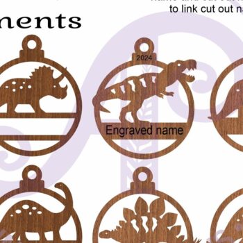 Intra απο ξύλο plywood  Χρώμα wenge 3mm-4mm πάχος - Χριστουγεννιάτικο Στολίδι Δεινόσαυρος Laser Δίασταση 6x6 cm INTRAFABR-72027480 - Image 3