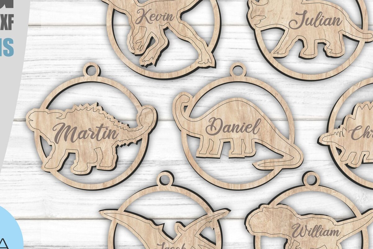 Intra απο ξύλο plywood  Χρώμα wenge 3mm-4mm πάχος - Χριστουγεννιάτικο στολίδι δεινοσαύρων Laser Δίασταση 4x4 cm INTRAFABR-72020404