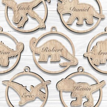 Intra απο ξύλο plywood  Χρώμα wenge 3mm-4mm πάχος - Χριστουγεννιάτικο στολίδι δεινοσαύρων Laser Δίασταση 4x4 cm INTRAFABR-72020404 - Image 4