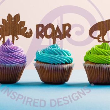 Intra απο ξύλο plywood  Χρώμα wenge 3mm-4mm πάχος - Dinosaur Cupcake Toppers, 6 Σχέδια Δίασταση 30x20 cm INTRAFABR-72020626 - Image 1