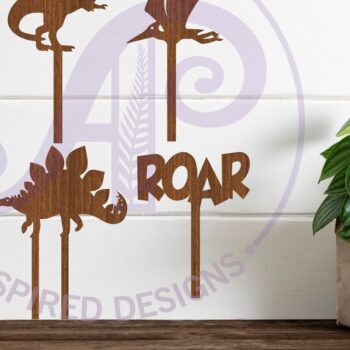 Intra απο ξύλο plywood  Χρώμα wenge 3mm-4mm πάχος - Dinosaur Cupcake Toppers, 6 Σχέδια Δίασταση 30x20 cm INTRAFABR-72020626 - Image 2