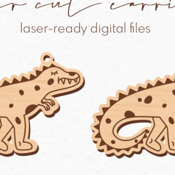 Intra απο ξύλο plywood  Χρώμα wenge 3mm-4mm πάχος - κοπής με λέιζερ σκουλαρίκια Dinosaur Δίασταση 3x3 cm INTRAFABR-109739633 - Image 1