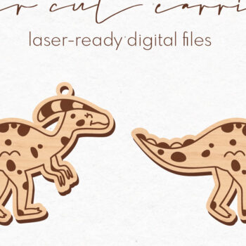 Intra απο ξύλο plywood  Χρώμα wenge 3mm-4mm πάχος - κοπής με λέιζερ σκουλαρίκια Dinosaur Δίασταση 3x3 cm INTRAFABR-109248278 - Image 1