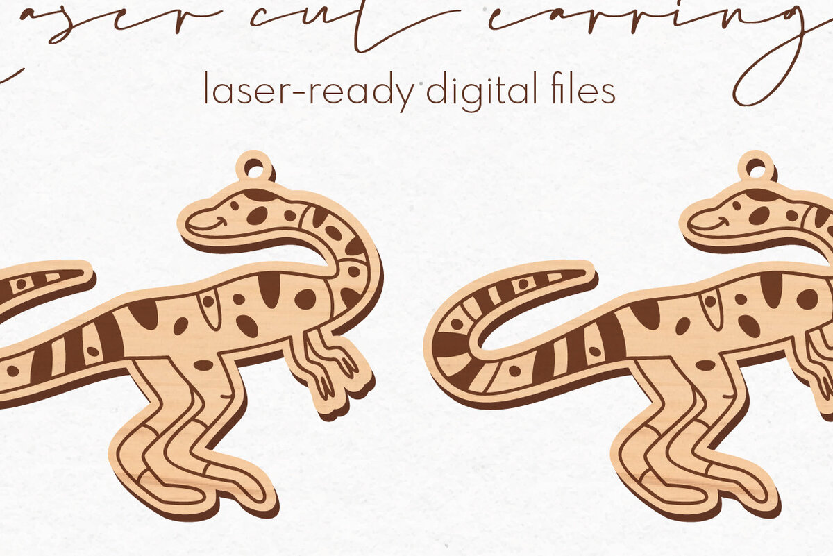 Intra απο ξύλο plywood  Χρώμα wenge 3mm-4mm πάχος - κοπής με λέιζερ σκουλαρίκια Dinosaur Δίασταση 3x3 cm INTRAFABR-96500354