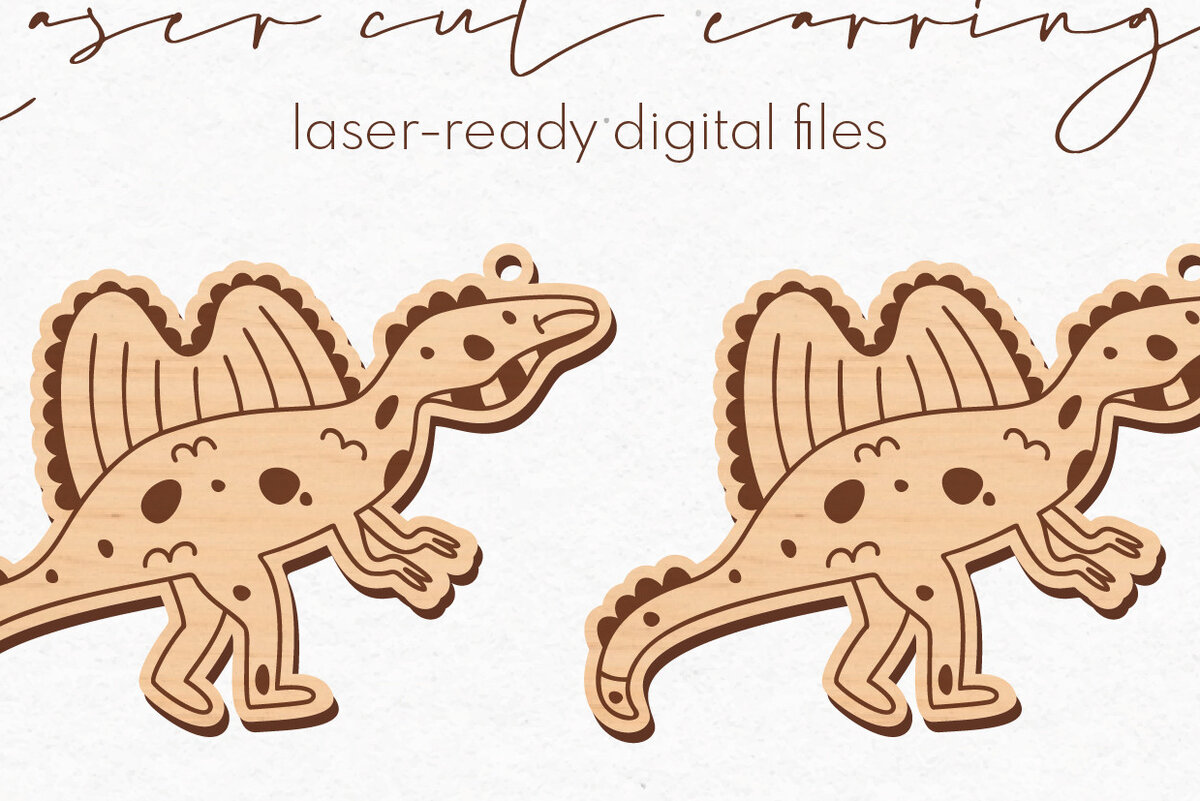 Intra απο ξύλο plywood  Χρώμα wenge 3mm-4mm πάχος - κοπής με λέιζερ σκουλαρίκια Dinosaur Δίασταση 3x3 cm INTRAFABR-96500311