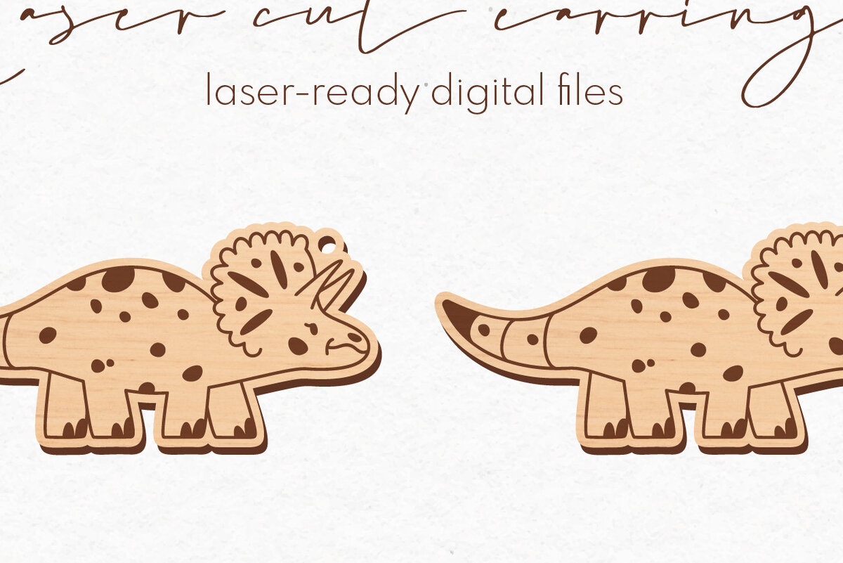 Intra απο ξύλο plywood  Χρώμα wenge 3mm-4mm πάχος - κοπής με λέιζερ σκουλαρίκια Dinosaur Δίασταση 3x3 cm INTRAFABR-96500319