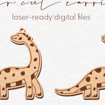 Intra απο ξύλο plywood  Χρώμα wenge 3mm-4mm πάχος - κοπής με λέιζερ σκουλαρίκια Dinosaur Δίασταση 3x3 cm INTRAFABR-96500351 - Image 1