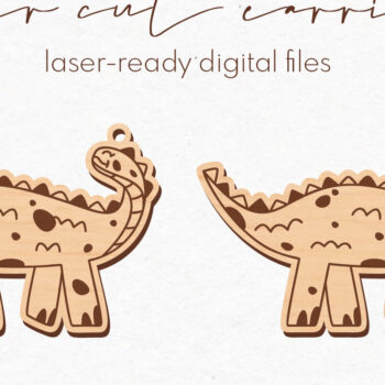 Intra απο ξύλο plywood  Χρώμα wenge 3mm-4mm πάχος - κοπής με λέιζερ σκουλαρίκια Dinosaur Δίασταση 3x3 cm INTRAFABR-96500308 - Image 1