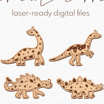 Intra απο ξύλο plywood  Χρώμα wenge 3mm-4mm πάχος - κοπής με λέιζερ σκουλαρίκια Dinosaur Δίασταση 3x3 cm INTRAFABR-101091809 - Image 1