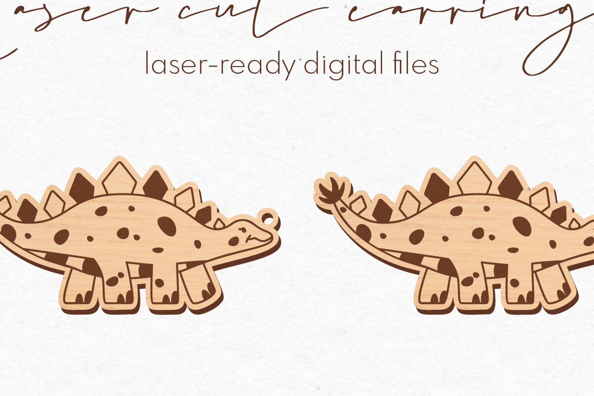 Intra απο ξύλο plywood  Χρώμα wenge 3mm-4mm πάχος - με λέιζερ σκουλαρίκια δεινοσαύρων Δίασταση 3x3 cm INTRAFABR-100969261