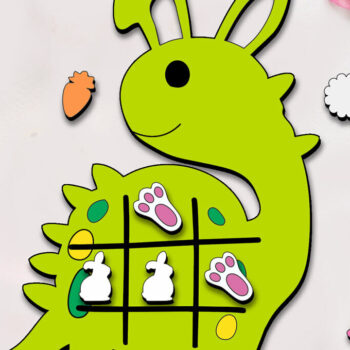 Intra απο ξύλο plywood  Χρώμα wenge 3mm-4mm πάχος - Dinosaur Easter Tic Tac Toe Kid Game Δίασταση 15x15 cm INTRAFABR-36835294 - Image 1