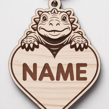 Intra απο ξύλο plywood  Χρώμα wenge 3mm-4mm πάχος - Μπρελόκ Όνομα Καρδιάς Δεινοσαύρου Δίασταση 4x4 cm INTRAFABR-77361363 - Image 6