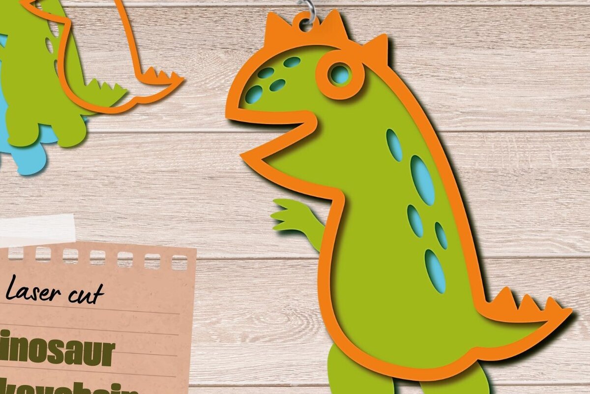 Intra απο ξύλο plywood  Χρώμα wenge 3mm-4mm πάχος - Μπρελόκ Dinosaur, Dino 3d Δίασταση 3x3 cm INTRAFABR-122404982