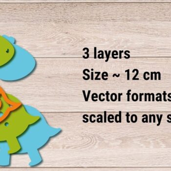 Intra απο ξύλο plywood  Χρώμα wenge 3mm-4mm πάχος - Μπρελόκ Dinosaur, Dino 3d Δίασταση 3x3 cm INTRAFABR-122866194 - Image 2