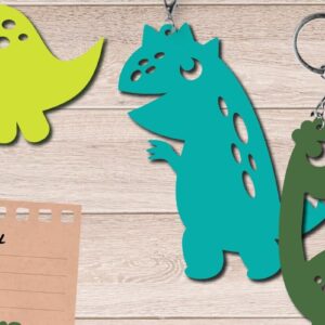 Intra απο ξύλο plywood  Χρώμα wenge 3mm-4mm πάχος - Μπρελόκ Dinosaur, κοπής με λέιζερ Dino Δίασταση 3x3 cm INTRAFABR-122357498