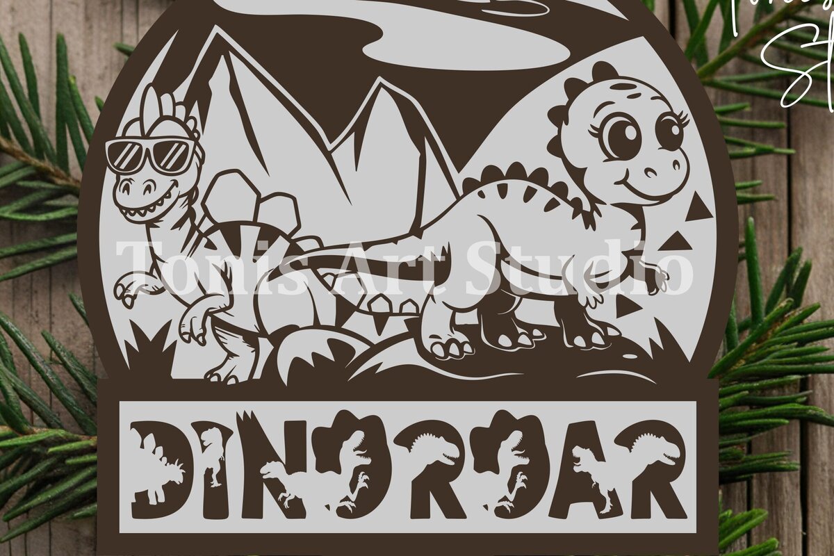 Intra απο ξύλο plywood  Χρώμα wenge 3mm-4mm πάχος - κοπής με λέιζερ Dinosaur για παιδικό δωμάτιο Δίασταση 20x20 cm INTRAFABR-99135873