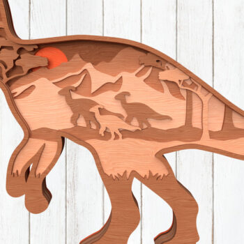 Intra απο ξύλο plywood Χρώμα wenge 3mm-4mm πάχος - Dinosaur Layered Wall Art Δίασταση 6x6 cm INTRAFABR-99135935 - Image 1