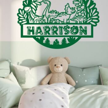 Intra απο ξύλο plywood  Χρώμα wenge 3mm-4mm πάχος - Πινακίδα ονόματος δεινοσαύρου Nursery Δίασταση 20x20 cm INTRAFABR-99136041 - Image 2