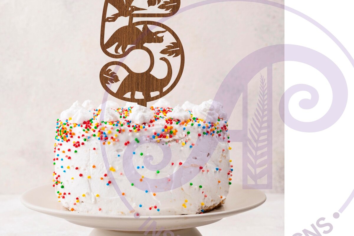 Intra απο ξύλο plywood  Χρώμα wenge 3mm-4mm πάχος - Dinosaur Number Cake Toppers Cut Δίασταση 30x20 cm INTRAFABR-25595900