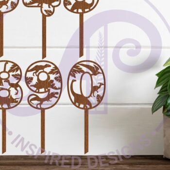 Intra απο ξύλο plywood  Χρώμα wenge 3mm-4mm πάχος - Dinosaur Number Cake Toppers Cut Δίασταση 30x20 cm INTRAFABR-25595900 - Image 2