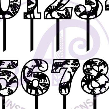 Intra απο ξύλο plywood Χρώμα wenge 3mm-4mm πάχος - Dinosaur Number Cake Toppers Files Δίασταση 30x20 cm INTRAFABR-28214960 - Image 3