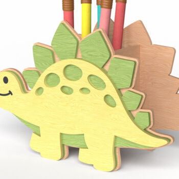 Intra απο ξύλο plywood Χρώμα wenge 3mm-4mm πάχος - Dinosaur Pen Holder – Kids Gift Δίασταση 30x20 cm INTRAFABR-117448433 - Image 1