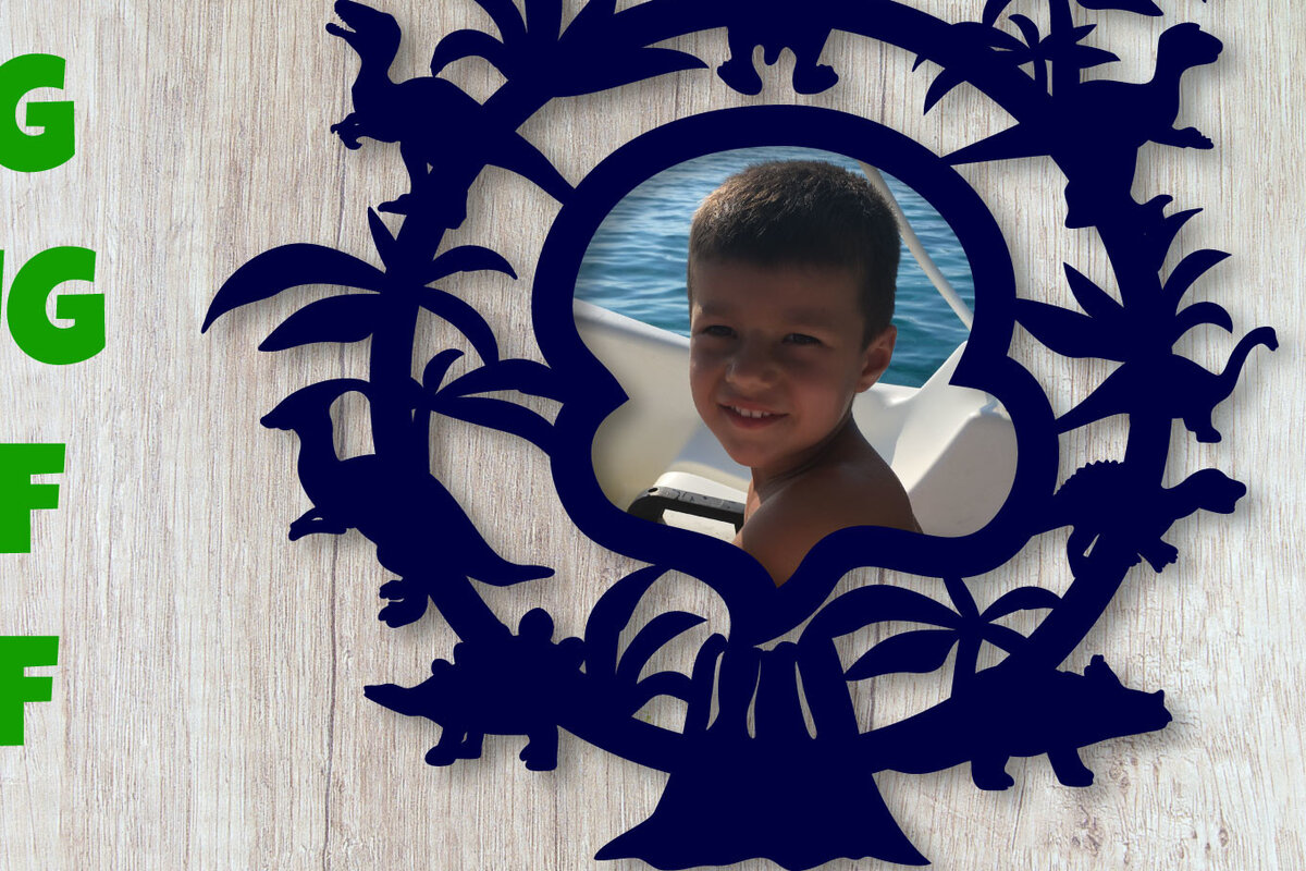 Intra απο ξύλο plywood  Χρώμα wenge 3mm-4mm πάχος - Δεινόσαυρος Κορνίζα . Δίασταση 20x25 cm INTRAFABR-103245424