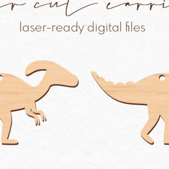 Intra απο ξύλο plywood Χρώμα wenge 3mm-4mm πάχος - Σκουλαρίκια Dinosaur Silhouette | Δίασταση 3x3 cm INTRAFABR-116818078 - Image 1