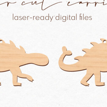 Intra απο ξύλο plywood Χρώμα wenge 3mm-4mm πάχος - Σκουλαρίκια Dinosaur Silhouette | Δίασταση 3x3 cm INTRAFABR-116818082 - Image 1