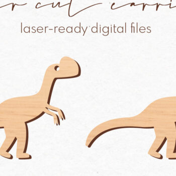 Intra απο ξύλο plywood  Χρώμα wenge 3mm-4mm πάχος - Σκουλαρίκια Dinosaur Silhouette | Δίασταση 3x3 cm INTRAFABR-90851156 - Image 1