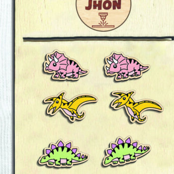 Intra απο ξύλο plywood  Χρώμα wenge 3mm-4mm πάχος - Dinosaur Stud Earrings - Break Jhon Δίασταση 3x3 cm INTRAFABR-117444541 - Image 3