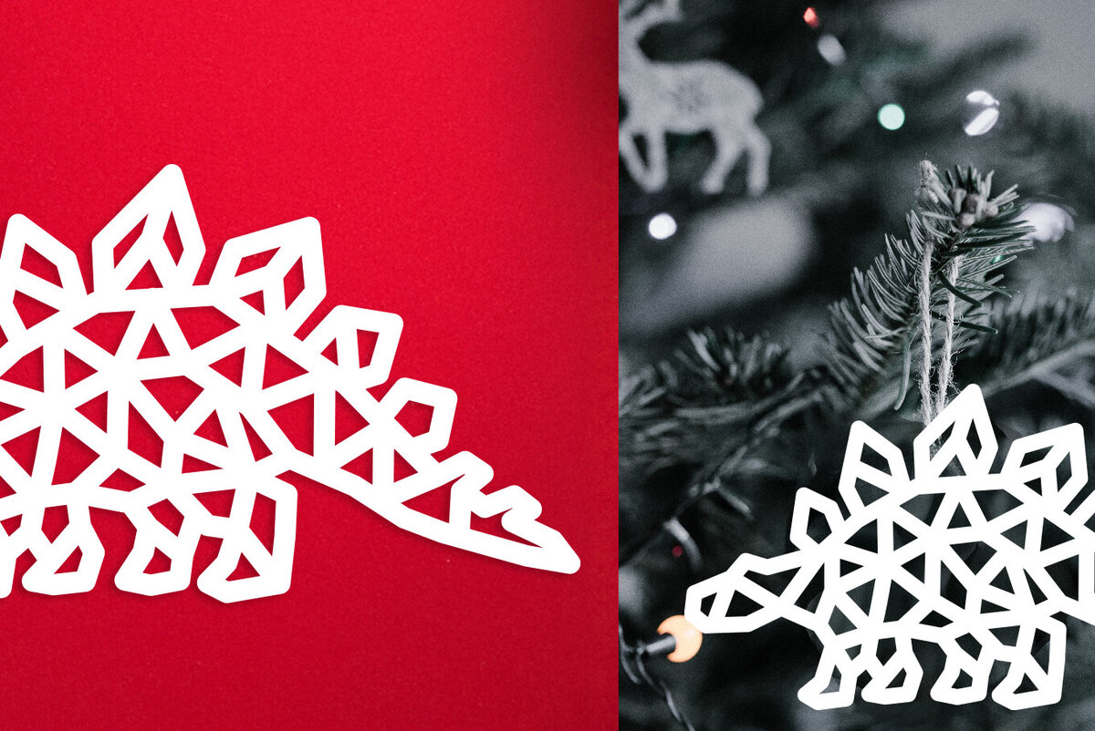 Intra απο ξύλο plywood  Χρώμα wenge 3mm-4mm πάχος - Χριστουγεννιάτικο λέιζερ Dinosaur Stegosaurus Δίασταση 30x20 cm INTRAFABR-56011450